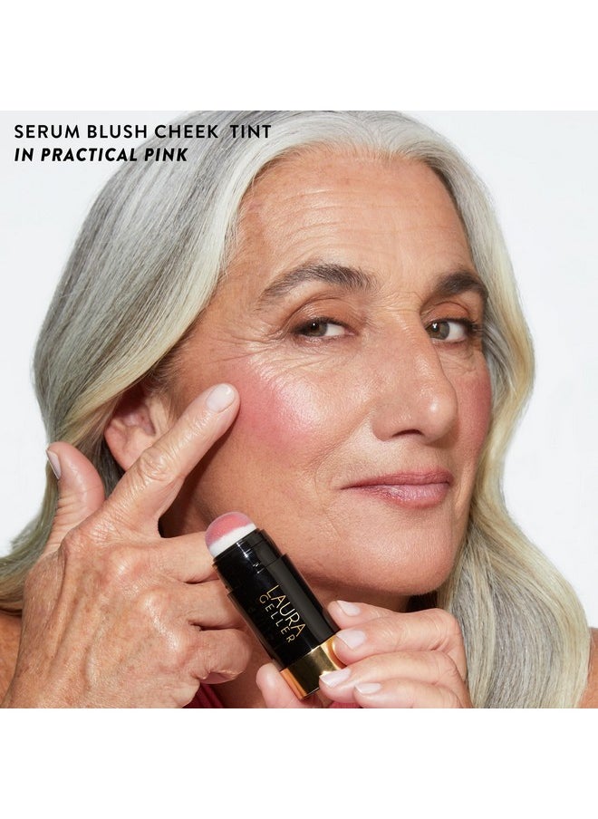 LAURA GELLER NEW YORK Serum Staples Soothing Blush + Lip Duo - Serum Blush Cheek Tint, Practical Pink + Jelly Balm Lip Serum, There She Rose