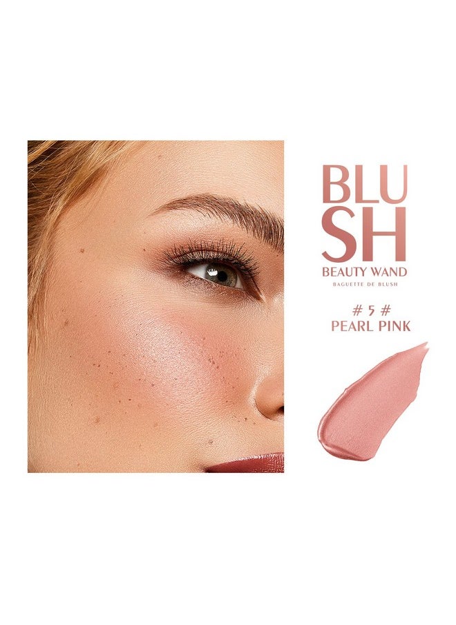KYDA Blush Beauty Wand, Shimmer Face Blush with Cushion Applicator, Natural Pearl Finish, Silky Smooth Creamy Formula, Lightweight Blendable Blush Rouge Stick-Pearl Pink