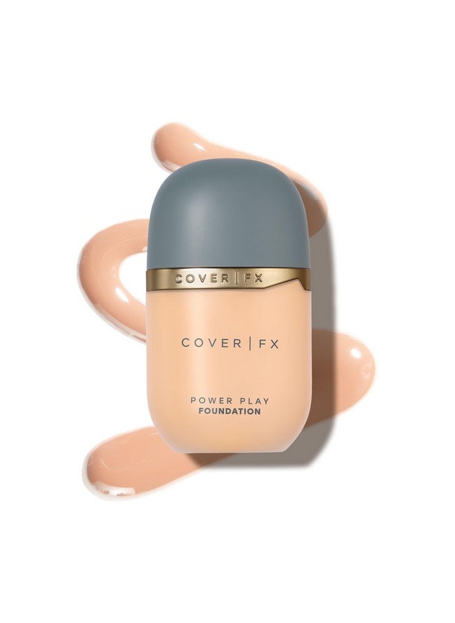 COVER FX Power Play Foundation - Shade F2 - Buildable Full Coverage - Waterproof Sweat-Proof Transfer-Proof - Natural Matte Finish - All Skin Types
