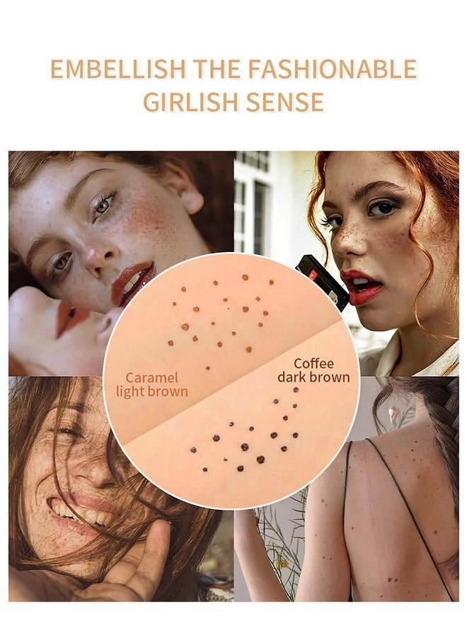 Sumeitang 2 Colors Liquid Freckle Pen, Natural Lifelike Face Fake Freckle Makeup Pen Magic Freckle Color, Waterproof Long Lasting Quick Dry Faux Freckles Pen Soft Dot Sopt Pen -Light Brown&Dark Brown