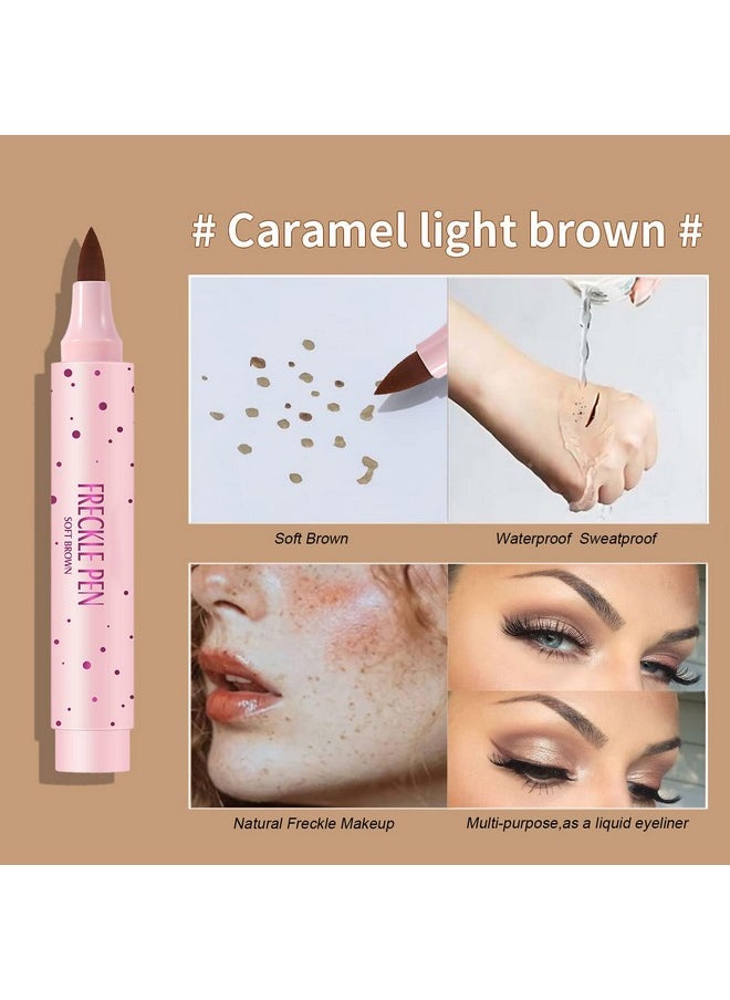 Sumeitang 2 Colors Liquid Freckle Pen, Natural Lifelike Face Fake Freckle Makeup Pen Magic Freckle Color, Waterproof Long Lasting Quick Dry Faux Freckles Pen Soft Dot Sopt Pen -Light Brown&Dark Brown