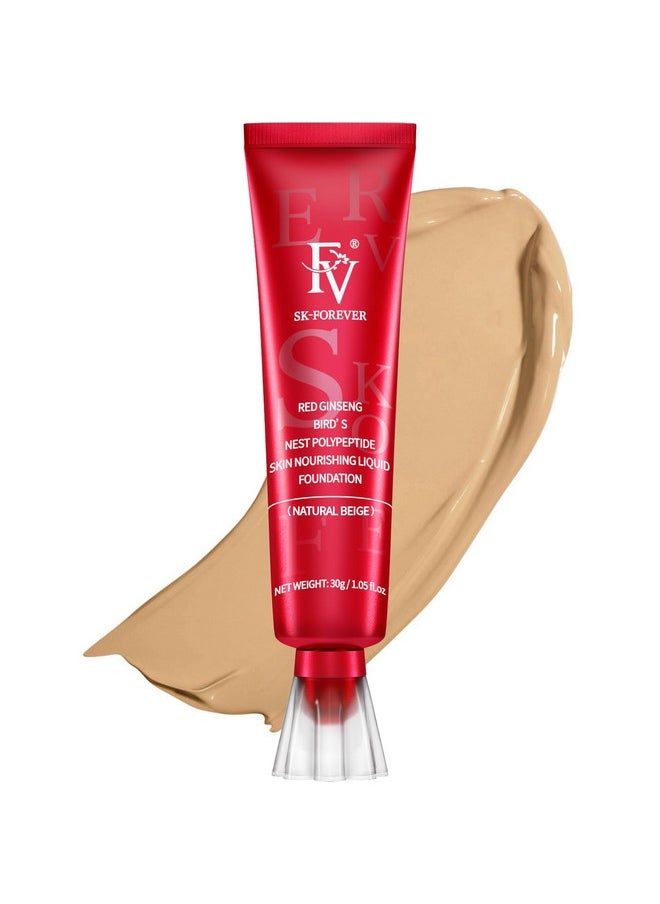 FV Waterproof Liquid Foundation with Matte Finish, Lightweight, Oil-Free, Natural Look Makeup for Combination & Oily Skin, Light to Medium Coverage,Natural Beige, 1 fl. oz.