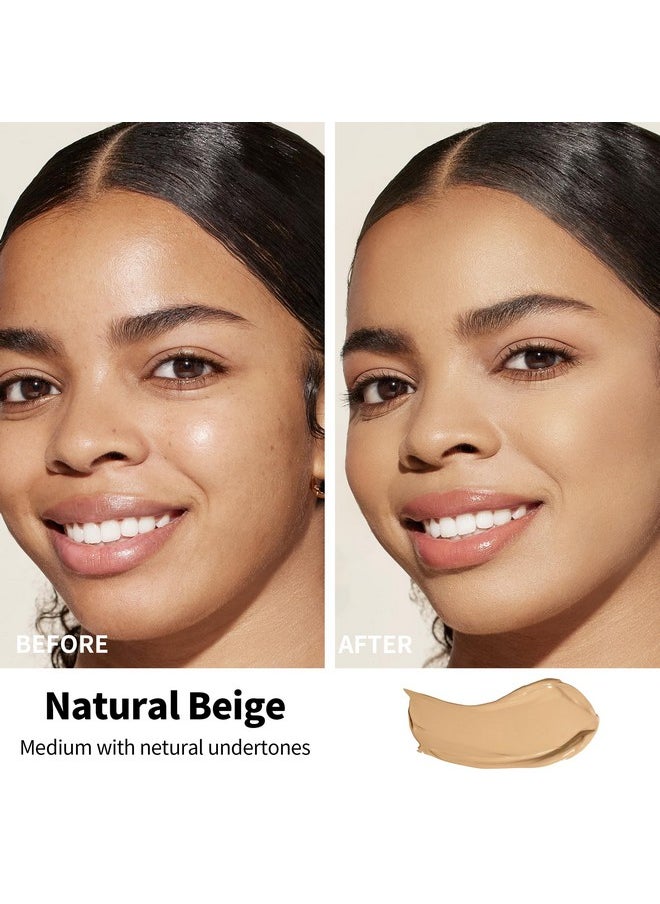 FV Waterproof Liquid Foundation with Matte Finish, Lightweight, Oil-Free, Natural Look Makeup for Combination & Oily Skin, Light to Medium Coverage,Natural Beige, 1 fl. oz.