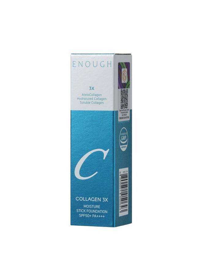 ENOUGH Collagen 3X Moisture Stick Foundation with Brush, Full Coverage Tinted Sunscreen for Face, Long-Lasting Korean Makeup, Perfect Тinted Мoisturizer with SPF 50+ (#13N Light Beige, 0.49 oz / 14g)
