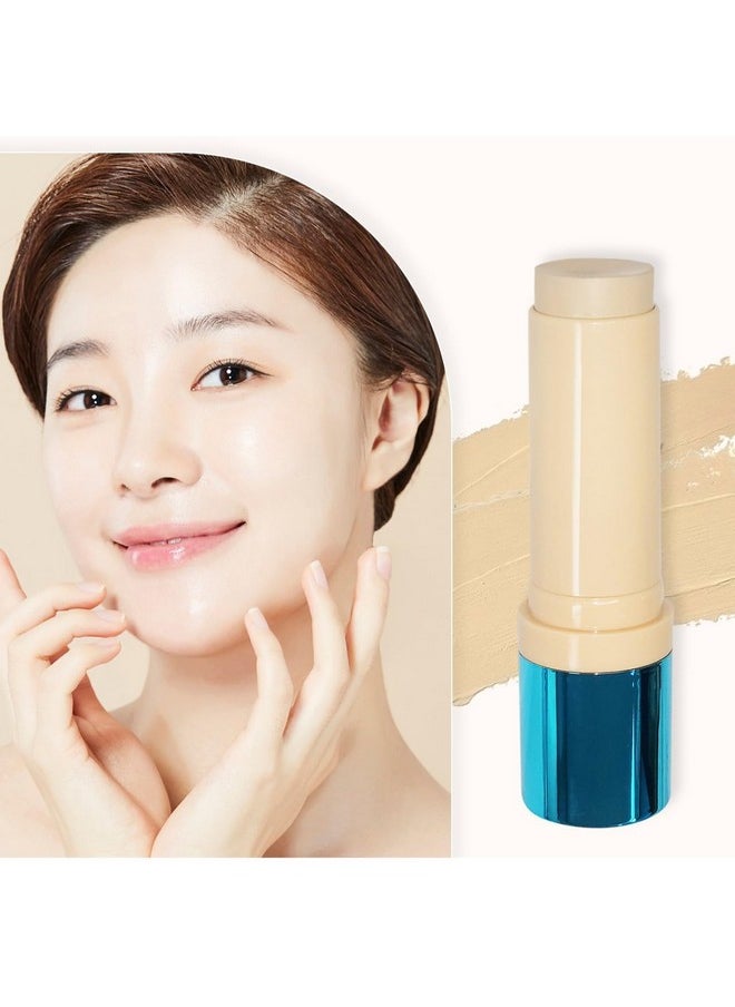 ENOUGH Collagen 3X Moisture Stick Foundation with Brush, Full Coverage Tinted Sunscreen for Face, Long-Lasting Korean Makeup, Perfect Тinted Мoisturizer with SPF 50+ (#13N Light Beige, 0.49 oz / 14g)
