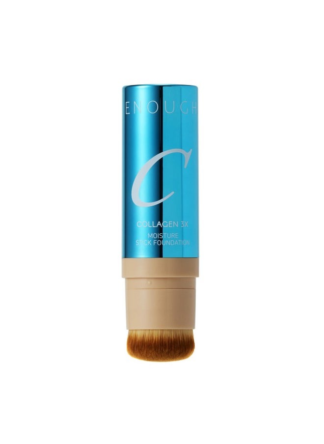 ENOUGH Collagen 3X Moisture Stick Foundation with Brush, Full Coverage Tinted Sunscreen for Face, Long-Lasting Korean Makeup, Perfect Тinted Мoisturizer with SPF 50+ (#13N Light Beige, 0.49 oz / 14g)