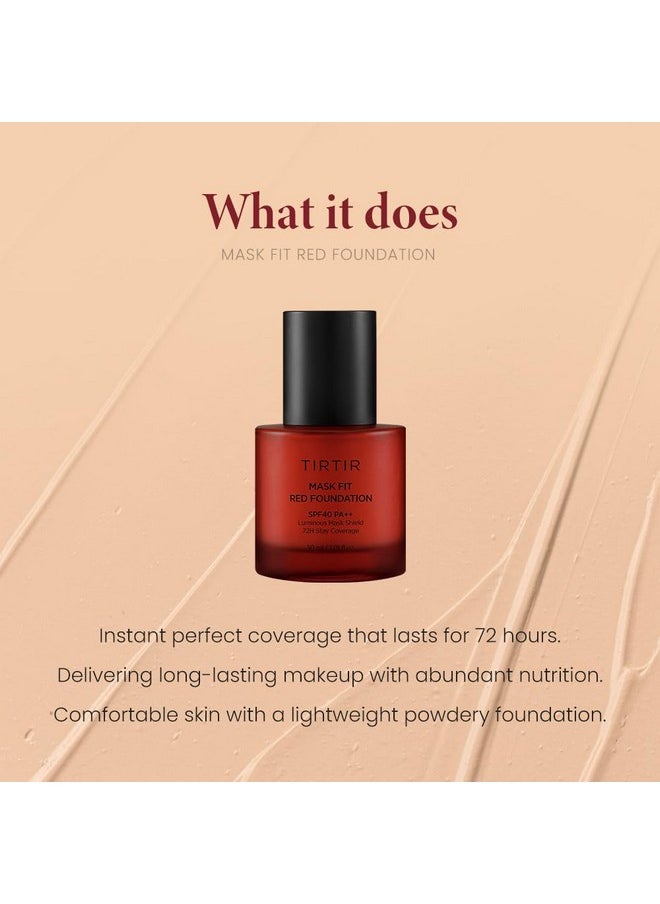 TIRTIR Mask Fit Red Foundation | High Coverage, Long-Lasting, Lightweight, Buildable Coverage, Radiant Semi-Matte Finish, All Skin Types, Korean Foundation, 17 Porcelain