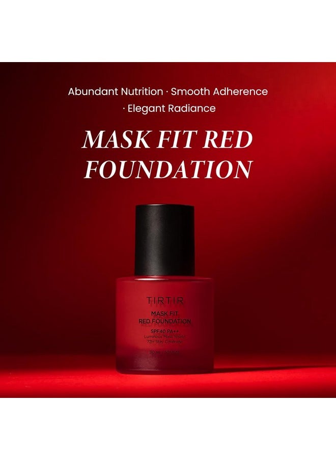 TIRTIR Mask Fit Red Foundation | High Coverage, Long-Lasting, Lightweight, Buildable Coverage, Radiant Semi-Matte Finish, All Skin Types, Korean Foundation, 17 Porcelain