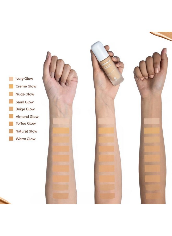 Mamaearth Glow Serum Matte Light Coverage Foundation Creamy With Vitamin C & Turmeric For 12-Hour Long Stay for All Skin types- 09 Warm Glow - 30 Ml