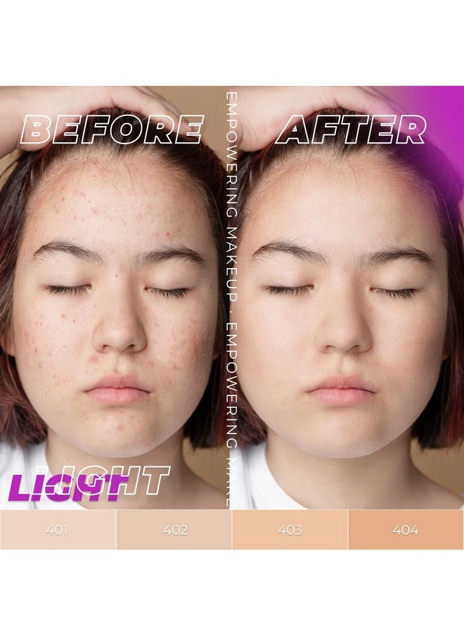 LAMEL OhMy Clear Face Full Coverage Foundation - Acne Coverage - Salicylic Acid & Tea Tree Extract - Dewy & Flawless Finish - Sensitive Skin Care - Organic & Oil-Free - 401, 1.35 fl.oz