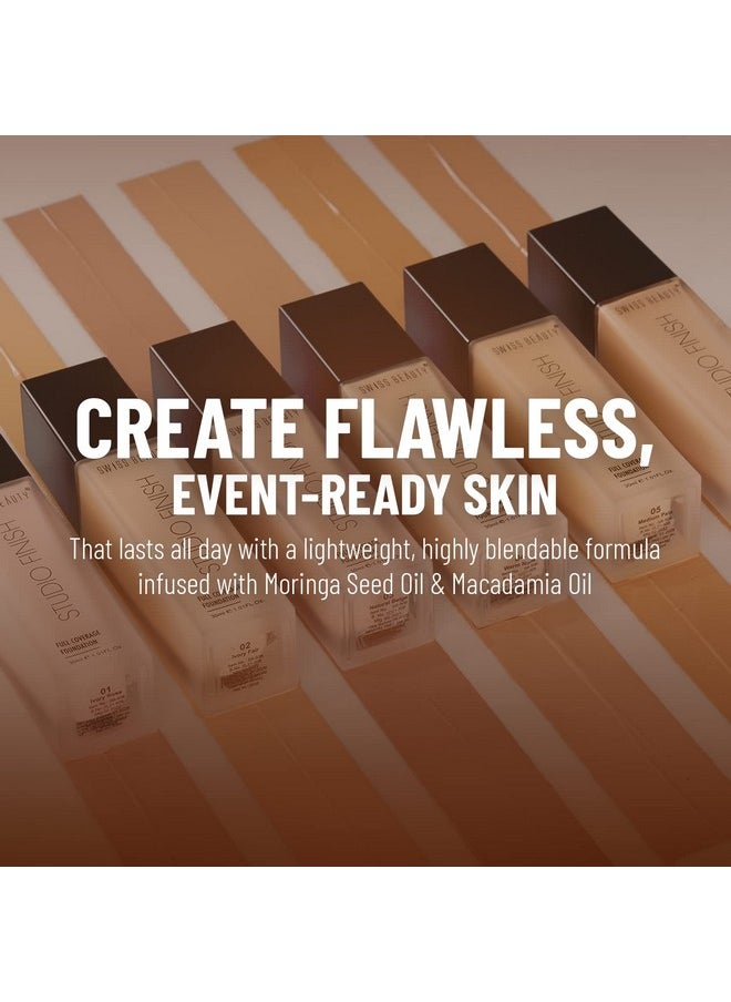 Swiss Beauty Full coverage Foundation Studio Finish, Face Makeup, Shade- Natural Beige, 30ml