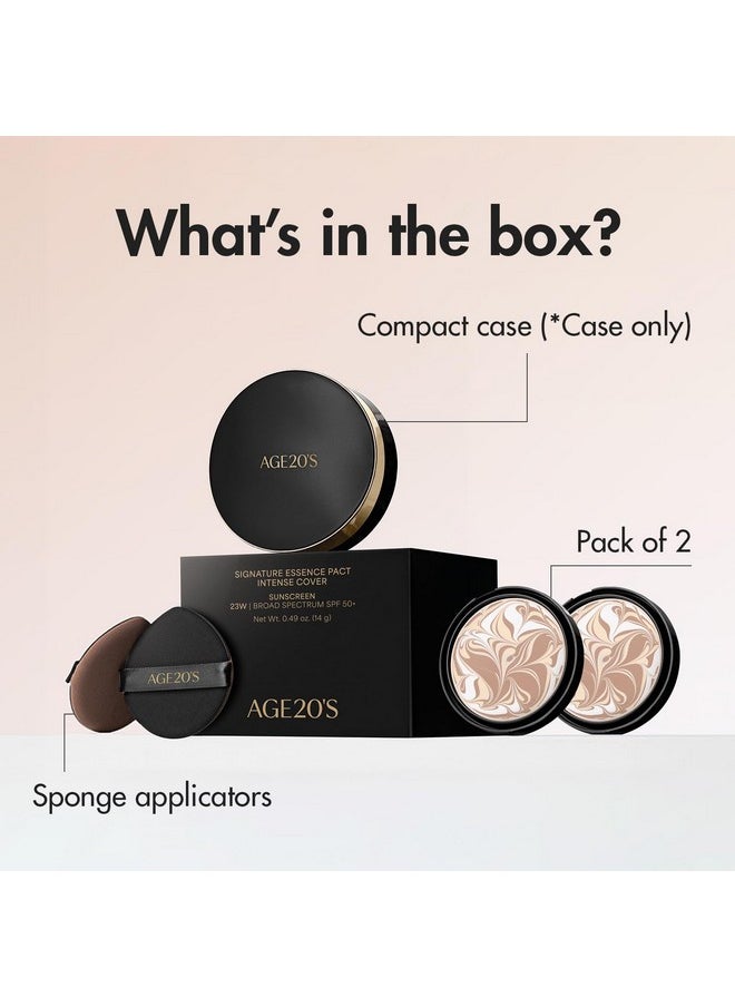 AGE20'S Signature Essence Pact SPF 50+ | Cream Foundation, Dewy Finish, Natural Coverage | Korean Cushion Foundation | 2 Refills Included | 21 Light Beige