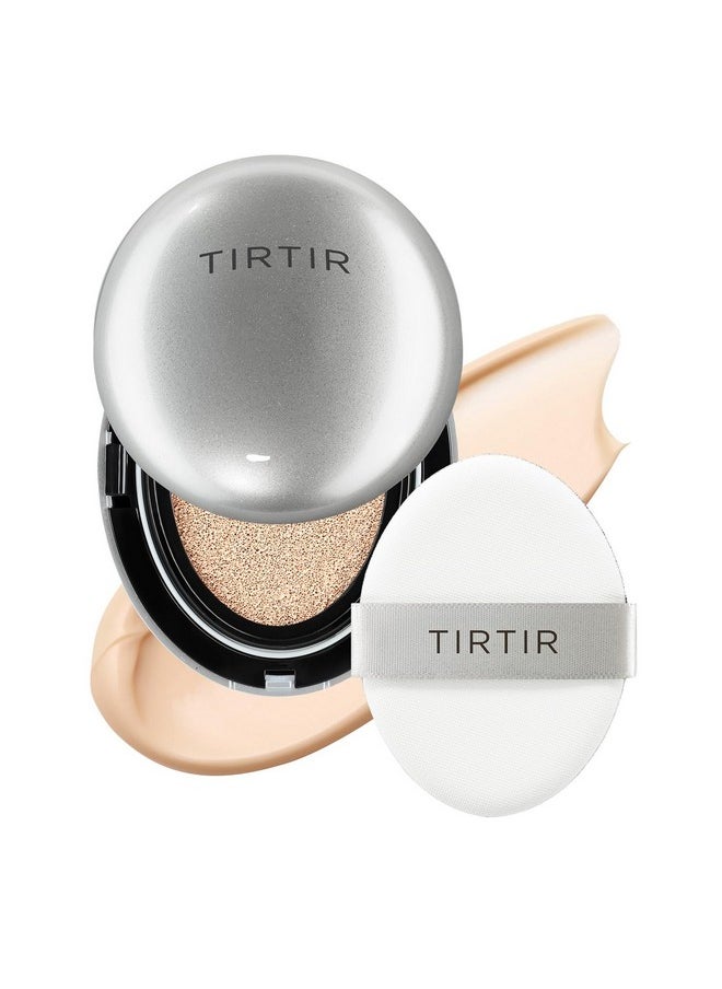 TIRTIR Mask Fit Aura Silver Cushion Foundation | Semi-glow Finish, Natural Coverage, Moisturizing, Lightweight, Korean cushion foundation (#17C Porcelain, Full Size, 0.63 Fl Oz)