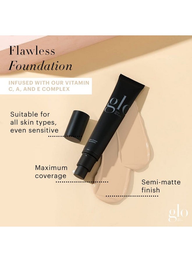 Glo Skin Beauty Satin Cream Foundation Makeup for Face, Natural Fair - Full Coverage, Semi Matte Finish, Conceal Blemishes & Even Skin Tone