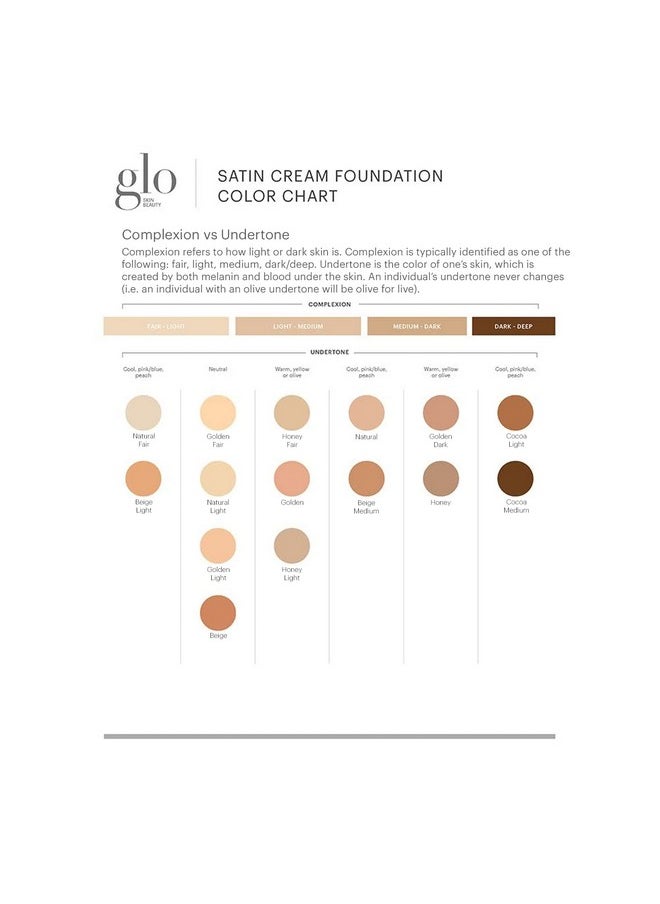 Glo Skin Beauty Satin Cream Foundation Makeup for Face, Natural Fair - Full Coverage, Semi Matte Finish, Conceal Blemishes & Even Skin Tone
