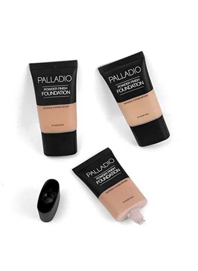 Palladio Powder Finish Liquid Foundation, Natural Matte Appearance, Reduces Fine Lines, Covers Large Pores, Hides Imperfections, All Day Wear, Sheer to Medium Coverage, Honey