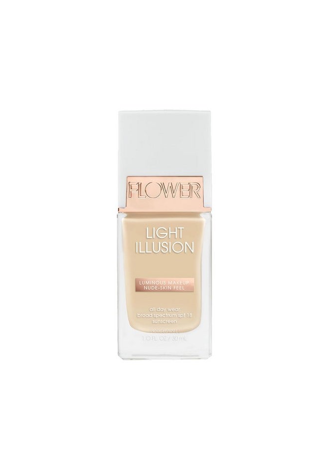 FLOWER BEAUTY By Drew Barrymore Light Illusion SPF Foundation - Blendable + Buildable - Natural Finish - Lightweight Formula (Porcelain)