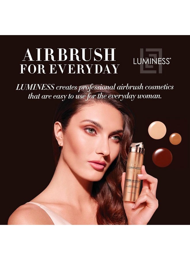LUMINESS Airbrush Spray Silk Foundation Starter Kit - Light Medium - Foundation, Primer & Dual-Sided Angled Buffing Brush - Medium, Buildable Coverage, Anti-Aging Formula Hydrates & Moisturizes