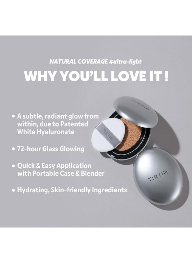 [*Mini Size*] TIRTIR Aura Glow Silver Cushion | Korean Cushion Foundation, (#23N Sand, 0.15 Fl Oz)