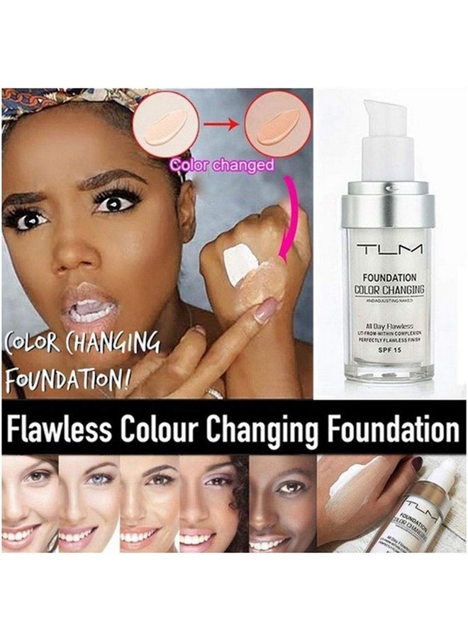 TLM Colour Changing Foundation - Flawless Coverage, Lightweight Formula, Adapts to Skin Tone, Hides Wrinkles & Lines, Hydrating & Long-Lasting, BB Cream Makeup Base Concealer Cover