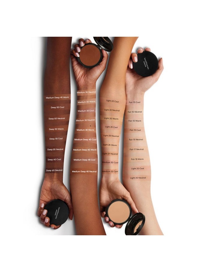 bareMinerals Barepro 24HR Skin-Perfecting Powder Foundation, Matte Pressed Powder Foundation Full Coverage with Plant-Based Squalene, Oil Control, Vegan - Light 25 Cool