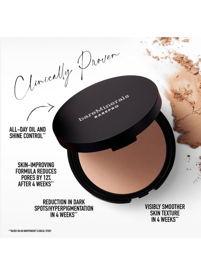 bareMinerals Barepro 24HR Skin-Perfecting Powder Foundation, Matte Pressed Powder Foundation Full Coverage with Plant-Based Squalene, Oil Control, Vegan - Light 25 Cool