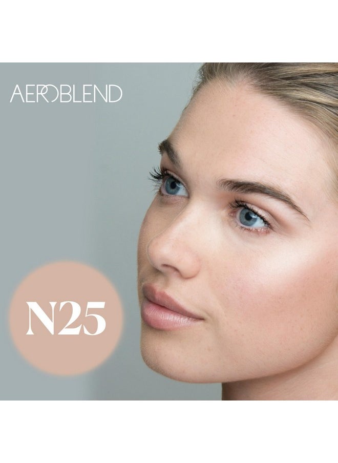 AEROBLEND Airbrush Foundation Makeup (N25) Professional, Water-Based, Buildable, Long-wearing, For all skin types, 1 oz