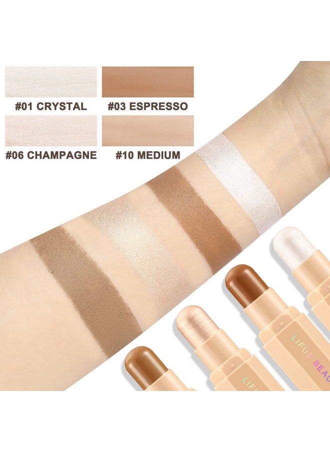 LIFUS Face Cream Contour Stick Bronzer Stick Highlighter Stick Illuminator Makeup Glow Kit,Long Lasting Highly Piamented Skin Brighten Shadow Contour Bronzer Highlighter Powder Pen Pencil-F1