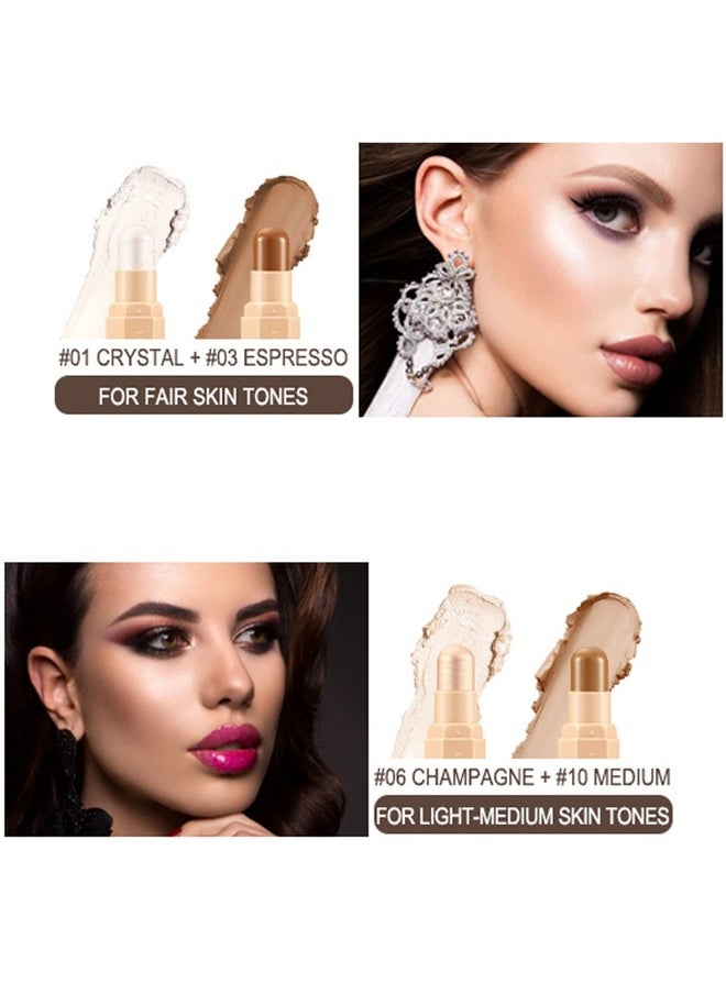 LIFUS Face Cream Contour Stick Bronzer Stick Highlighter Stick Illuminator Makeup Glow Kit,Long Lasting Highly Piamented Skin Brighten Shadow Contour Bronzer Highlighter Powder Pen Pencil-F1
