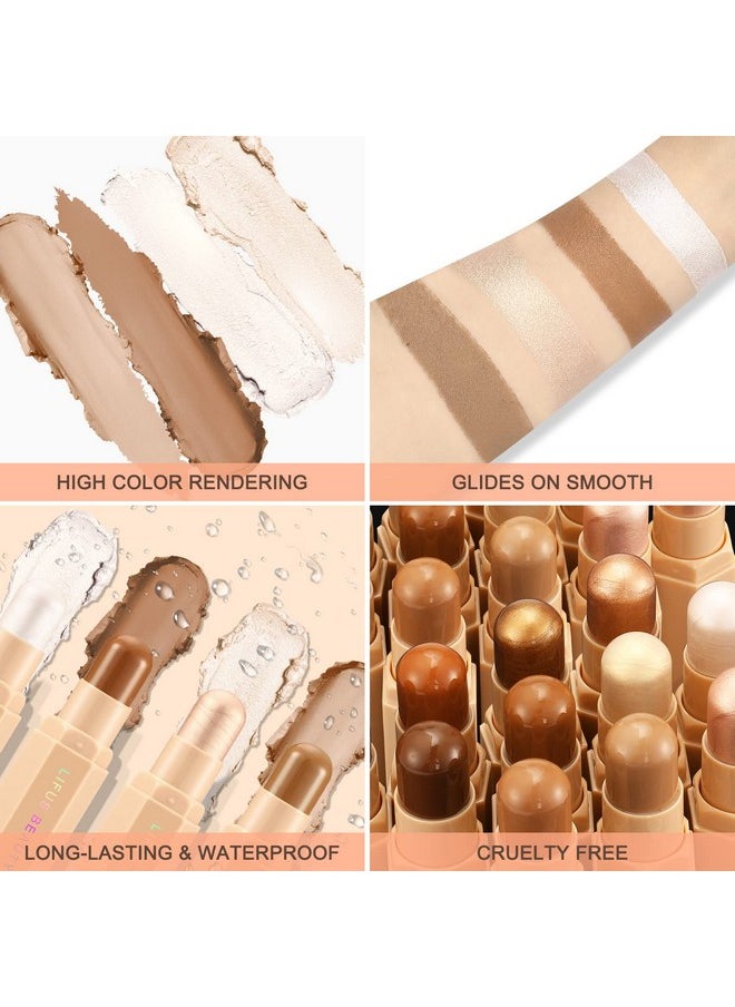 LIFUS Face Cream Contour Stick Bronzer Stick Highlighter Stick Illuminator Makeup Glow Kit,Long Lasting Highly Piamented Skin Brighten Shadow Contour Bronzer Highlighter Powder Pen Pencil-F1