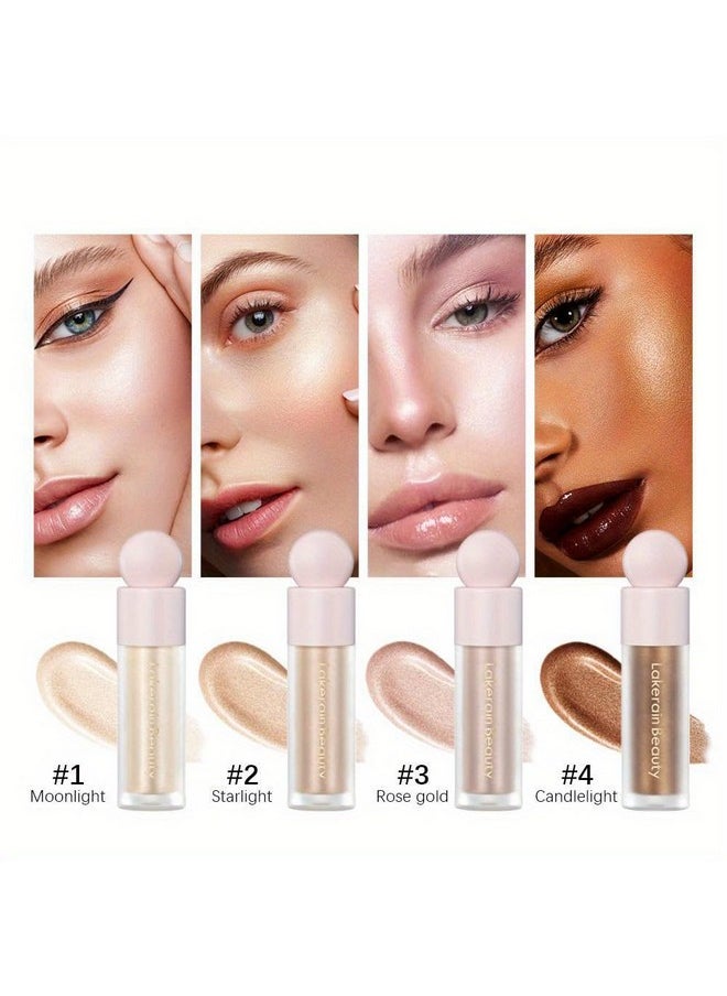 GECOMO Liquid Contour Beauty Wand Face Highlighter Bronzer Makeup Stick, Dewy Finish, Moisturizing Silky Smooth Texture 0.25 Oz/ 7.5ml - 02 STARLIGHT
