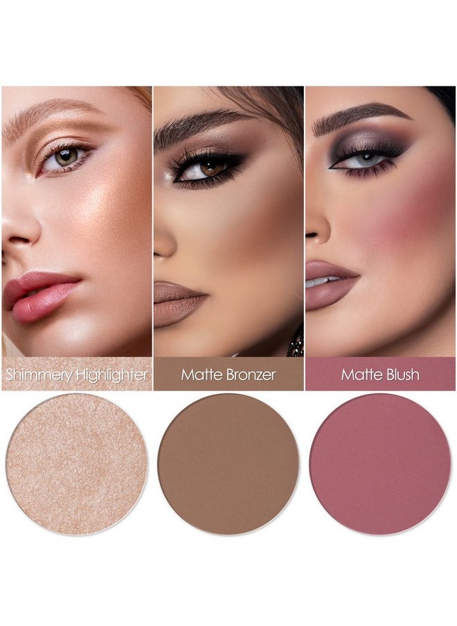 FOCALLURE Blush and Highlighter Palette,3 in 1 Contour Palette,Cruelty-Free Matte Bronzer Powder,Shimmer Illuminator Highlighters for a Glowing Look,#10