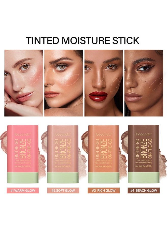 Yeweian Cream Contour Stick, Face Shimmer Bronzer Stick, Blendable Natural Glow Highlighter Makeup Stick, Multi-Use Tinted Solid Moisturizer Stick,Body Face Illuminator Luminizer,02 Soft Glow