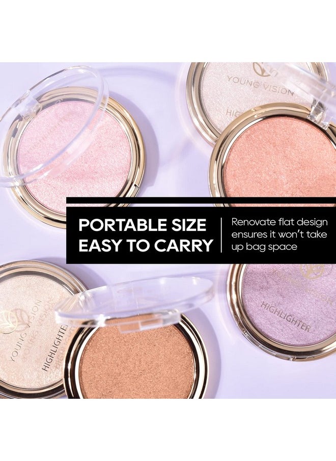 FREEORR Baked Pink Highlighter Powder Palette, Makeup Highlighter Powder Palette Sheer Shimmering Finish Face Highlighters Makeup Iluminadores de Maquillaje #02 Mermaid Pink