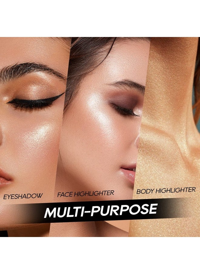 FREEORR Baked Pink Highlighter Powder Palette, Makeup Highlighter Powder Palette Sheer Shimmering Finish Face Highlighters Makeup Iluminadores de Maquillaje #02 Mermaid Pink