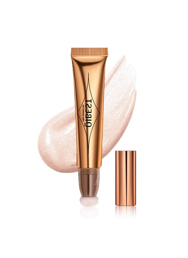 MEICOLY Liquid Highlighter Beauty Wand,Highlight Stick with Cushion Applicator,Lightweight Super Silky Cream Face Illuminator Highlight Make up,04 Pearl White