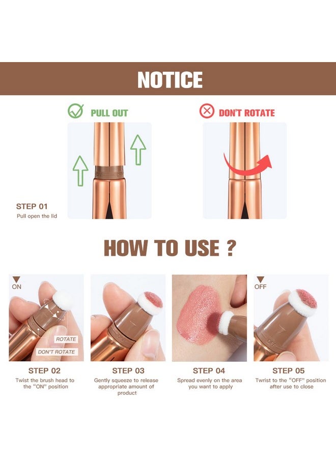MEICOLY Liquid Highlighter Beauty Wand,Highlight Stick with Cushion Applicator,Lightweight Super Silky Cream Face Illuminator Highlight Make up,04 Pearl White