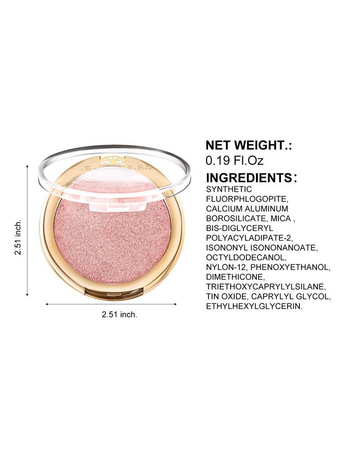 YOUNG VISION Baked Highlighter Powder Palette, Sheer Pearl Shimmer Shades for Face Highlighter Makeup, Rose/Pink Blush Powder, Highly Pigmented Iluminadores de Maquillaje, 0.19 Oz(Pack of 1)