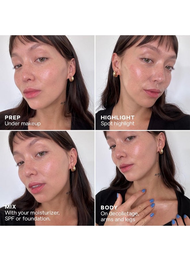 Saie Mini Glowy Super Gel Lightweight Illuminator - Luminizer + Makeup Primer for Glowing Skin - Enriched with Vitamin C + Hydrating Squalane Oil - Travel Size Holiday Gifts - Starglow (0.5 oz)