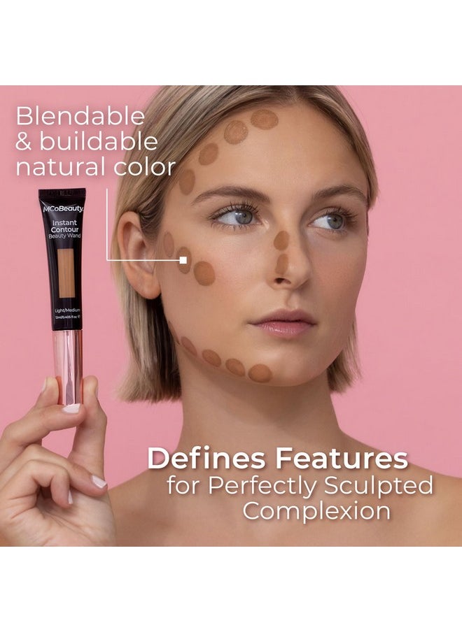 MCoBeauty Instant Contour Beauty Wand, Light/Medium, Sculpt & Define for a Natural Contour, Vegan, Cruelty Free Cosmetics