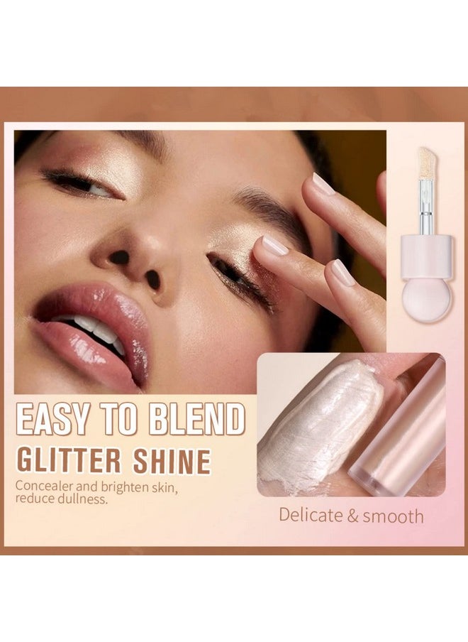 Hocossy Liquid Highlighter Natural Glow For Face & Body, Waterproof Moisturizing Light Liquid Luminizer For Long Lasting Shimmer, Contour Highlighter Stick Easy to Apply with Cushion Applicator