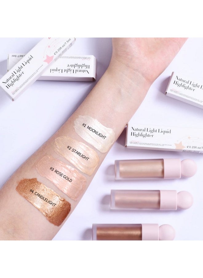 Hocossy Liquid Highlighter Natural Glow For Face & Body, Waterproof Moisturizing Light Liquid Luminizer For Long Lasting Shimmer, Contour Highlighter Stick Easy to Apply with Cushion Applicator