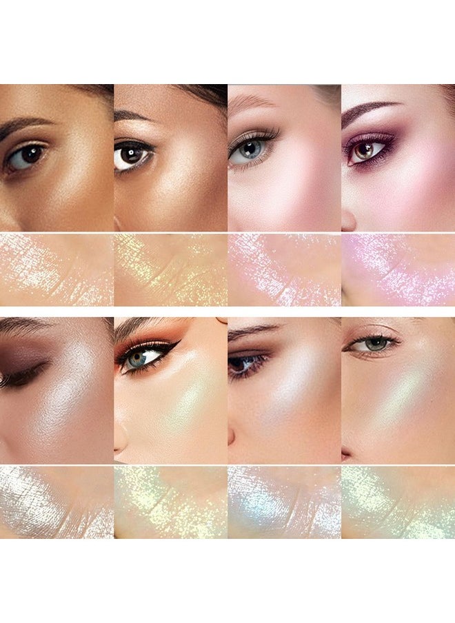 SUMEITANG 8 Colors Highlighter Makeup Palette，Shimmer Glitter Multichrome Highlight Powder luminizers，All Sparkling Shades Can Be layered or Worn Individually to Enhance & Brighten Your Face Features