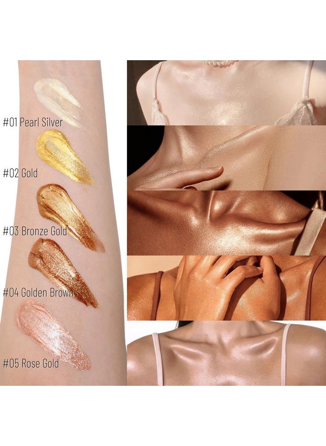 UCANBE Body Shimmer Oil 100ml, Moisturizing Body Glow Glitter Oil, Waterproof Shimmering Body Luminizer Liquid Illuminator Highlighter, Tinted Shimmer Body Lotion Glowing Bronzer Makeup(Bronze Gold)