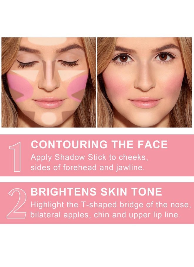 6 Colors Cream Contour Stick Makeup Kit, Shades with Highlighter Stick, Blush Stick and Bronzer Contour Stick for Sculpt the Cheeks, Long Lasting, Waterproof, Matte & Dewy Finish (SET A)