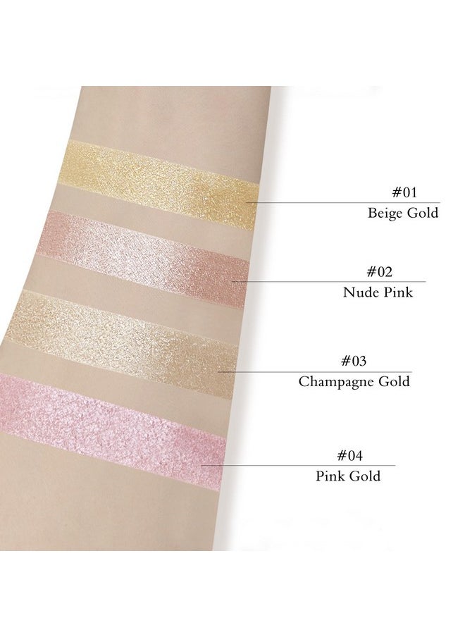 LSxia Highlighter Makeup Palette Shimmer Contour Palette Powder for Brighten Face Contour Gold Cheek Highlight Makeup,Long Lasting Highlighter Powder with Mirror for Illuminator Makeup(CHAMPAGNE GOLD)