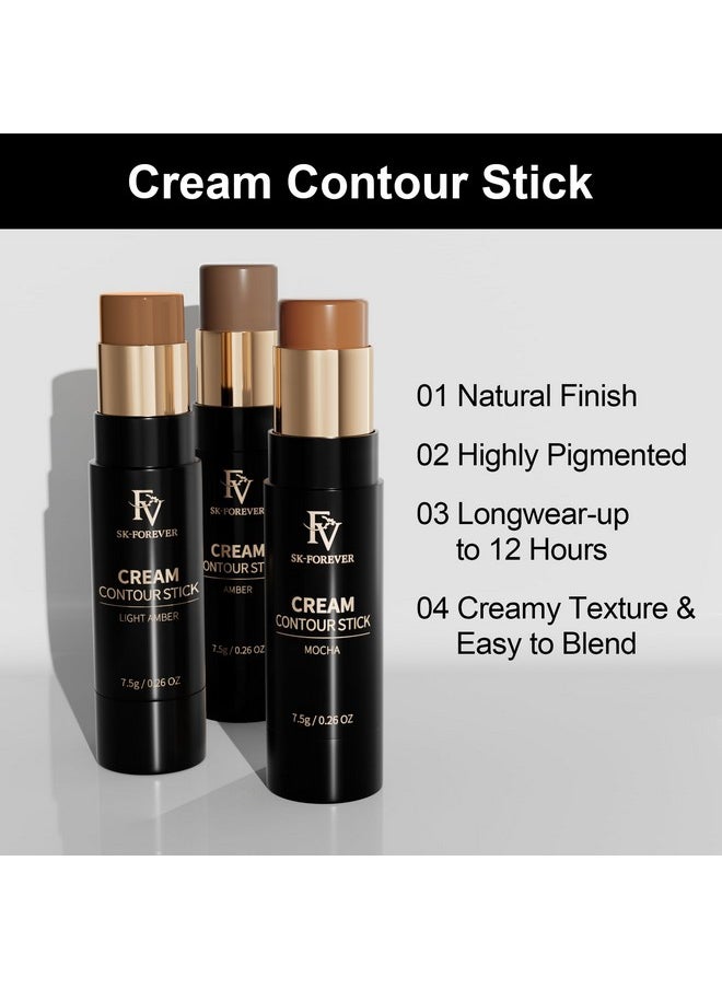 FV Cool Toned Contour Stick, Blendable & Smooth, Natural Finish Cream Contour Stick, Waterproof & Long Lasting Face Shaping Contour Stick Makeup for Beginners, Cruelty-free, 01 Amber