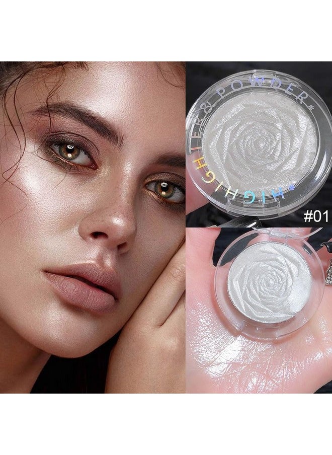 evpct Pearl White Silver Face Highlighter Makeup, White Shimmer Glitter Diamond Sparkly Highlighters Makeup Eyeshadow Palette Powder for Face Body Cheek Skin, inner corner Eye Highlighter Makeup 01