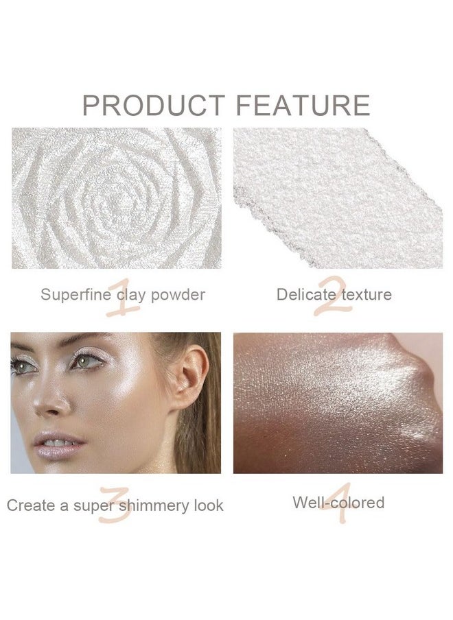 evpct Pearl White Silver Face Highlighter Makeup, White Shimmer Glitter Diamond Sparkly Highlighters Makeup Eyeshadow Palette Powder for Face Body Cheek Skin, inner corner Eye Highlighter Makeup 01