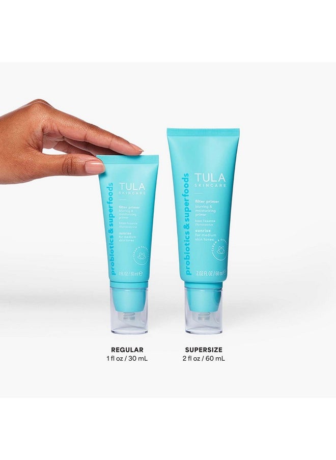 TULA Skin Care Face Filter Blurring and Moisturizing Primer - Sunrise, Evens the Appearance of Skin Tone & Redness, Hydrates & Improves Makeup Wear, 1fl oz